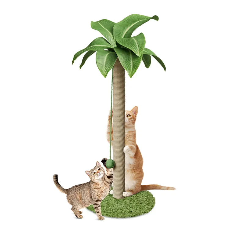 Luxury sisal cat scratching post tree wooden cat scratch column for cats playing