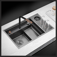 Éviers de cuisine multifonctions cachés à marches hautes et basses de qualité supérieure avec lave-gobelet pour la cuisine