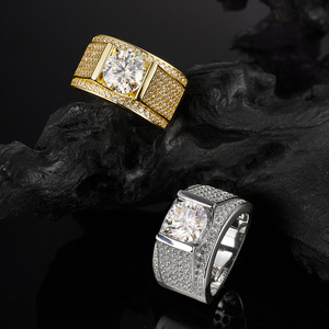 Luxury Geometric Cocktail <b>Ring</b> With Round Moissanite Pave Setting 925 <b>Silver</b> Unisex Engagement Wedding <b>Statement</b> Jewelry Gift - Product Image 4