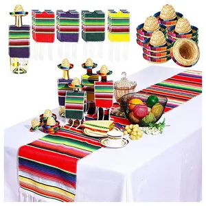 Mexican Party Decorations Mini Mexican Sombrero Straw Hats for Wine Bottles Cinco De Mayo Fiesta Party Y819