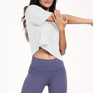 Nuovo Top Corto da <span class=keywords><strong>Donna</strong></span> in <span class=keywords><strong>Cotone</strong></span> Morbido, Design Basico, Sexy, Vestibilità Ampia, Traspirante, Eco-Friendly, con Spalle Cadenti e Logo - Product Image 3