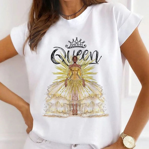 Camiseta Lisa barata para mujer, camiseta informal de manga corta con cuello redondo y estampado lavable elástico de calidad para chicas hermosas - Product Image 5