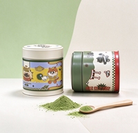 Boîte à matcha de luxe personnalisée de qualité alimentaire 30g, boîte à matcha en métal hermétique avec couvercle à tirer, boîte ronde pour thé et café, emballage pour poudre de matcha