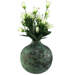 Rustic Handmade Iron Contemporary <b>Vase</b> Green Patina Finish Eco-Friendly Tabletop Decorative Flower Pot Home Hotel Garden - Product Image 3