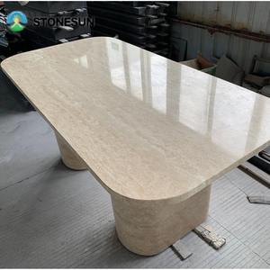 Stonesun tùy chỉnh rãnh vuông đá cẩm thạch travertine bàn ăn đồ nội thất bằng đá tự nhiên cho nhà bếp và phòng khách - Product Image 5