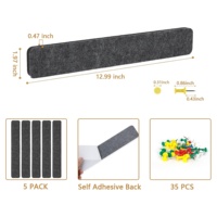 Articles promotionnels 8 pcs feutre pin board bar bandes avec punaises bande de tableau de liège sur mesure vente chaude bulletin bar avec dos adhésif