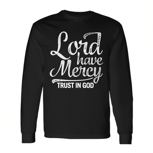 Maglietta a maniche lunghe premium Lord Have Mercy con design che esprime la fede cristiana - Product Image 2