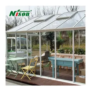 Bingkai aluminium awning dapat ditarik atap geser kaca terisolasi rumah kaca sunroom rumah