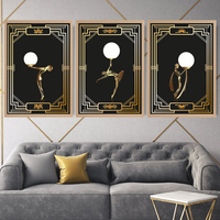 HAOWAI OEMODM 3 pièces d'impressions murales, ensemble de 3 impressions décoratives pour femmes, effet doré vintage, impressions glamour des années 1920