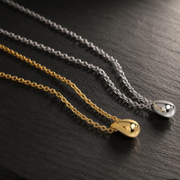 Collar de Acero Inoxidable Personalizado con Colgante en Forma de Lágrima, Chapado en Oro y Plata, Cadena Minimalista, Joyería al por Mayor, Regalo de Moda para Mujer