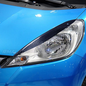 1 paire de garnitures de phares en fibre de carbone véritable pour Honda Fit 2009 2010 2011 2012, autocollants de capot de phare - Product Image 6