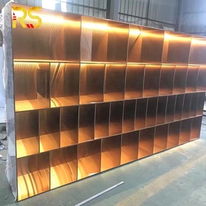 Gabinete de almacenamiento de acero inoxidable de oro rosa decorativo de lujo moderno de Foshan gabinete de estante de libros de exhibición para sala de estar - Product Image 5