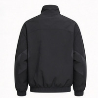 Blouson bomber léger en nylon noir pour homme avec logo personnalisé, col montant, fermeture éclair, vêtement d'extérieur décontracté