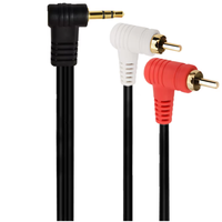Câble Phono Double RCA Mâle-Mâle 3,5 mm Plaqué Or 90° avec Conducteur en Cuivre pour Smartphone, PC, Amplificateur, Haut-parleur