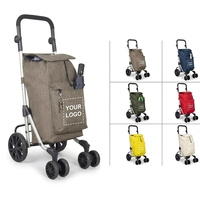 Chariot de courses pliable polyvalent à 6 roues, chariot d'épicerie portable en aluminium, utilitaire imperméable pour le marché et le camping