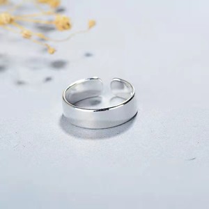 3mm 6mm 9mm 도매 패션 유니섹스 황동 반지 조절 가능한 오픈 커프 S925 스탬프 플레인 밴드 반지 남녀 공용 - Product Image 3