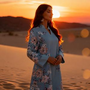 Printed Polyester New Style Elegant Evening Party Abaya <b>Dress</b> for Muslim Women - Product Image 4