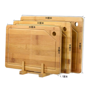 Juego de 3 Tablas de Cortar de Bambú con Soporte, Tablas de Madera Gruesas y Duraderas para Preparar Alimentos, Cortar y Servir en la Cocina - Product Image 4