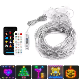 Luci a tenda RGB intelligenti 400 <span class=keywords><strong>LED</strong></span> <span class=keywords><strong>con</strong></span> controllo tramite app, luci a stringa USB per finestra della camera da letto, feste, matrimoni, decorazioni per festival - Product Image 2