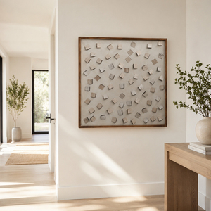 Scattered <b>Cube</b> Plaster Textured Wood Wall Art Abstract Artwork Modern Still Life Large Handmade Hotel Lobby Home Decoration - Product Image 2