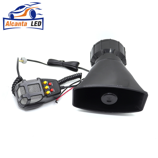 12V 100W Car Horn with MIC Loud Motorcycle Siren Vehicle Truck Warning Alarm Loudspeaker Plastic 5 Sound DC