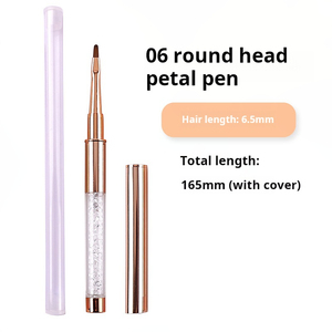 <b>Builder</b> Gel Nail Brush White Diamond Metal Handle Flat Liner Size 4 6 8 Phototherapy Applicator Professional Nail Brush - Product Image 4