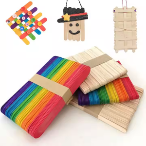 Vibrant 6-Màu Gỗ Tự Nhiên Thân Thiện Với Môi Phân Hủy Sinh Học Popsicle Stick Set DIY Thủ Công Mô Hình Trang Trí Trẻ Em Của Kem - Product Image 1