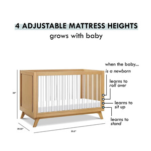 Cuna Convertible con Listones Blancos Naturales para Bebé, Cama para Niños Pequeños y Cama de Día, Compatible con Colchón Estándar de Tamaño Completo, Cunas para Niños - Product Image 2
