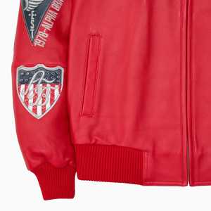 เสื้อแจ็คเก็ตหนังแท้สไตล์นักบิน ไอคอนิกของกองทัพอากาศ สำหรับผู้ชาย สไตล์อเมริกัน บรูเซอร์ ผ้าพลัฌ สำหรับขี่มอเตอร์ไซค์ แข่งรถ - Product Image 2