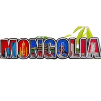 Aimant de réfrigérateur en bois MDF en forme de lettre avec logo personnalisé, souvenir de Mongolie