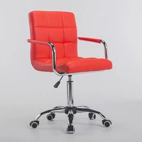 Chaise de bureau pivotante moderne et confortable avec dossier mi-hauteur en cuir PU, réglable en hauteur et accoudoirs fixes