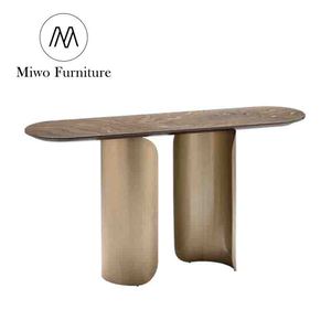 Hotel Corridor Console <strong>Table</strong> Living Room Furniture <strong>Frame</strong> Stainless <strong>Steel</strong> with Marble Desktop Factory Supply Modern Golden - Product Image 2