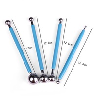 Ensemble d'outils de cuisson pour décoration de gâteau Fondant, coupe-gâteau, boule de modélisation, sculpture de gâteau, fleur, Sugarcraft, boule en métal, 4 pièces