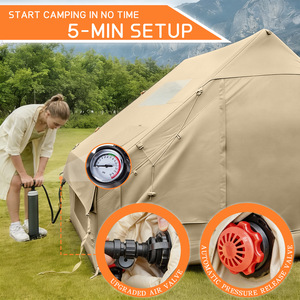 Nouvelle tente de camping gonflable quatre saisons, sans installation requise, pare-soleil, imperméable, entièrement automatique avec <span class=keywords><strong>cheminée</strong></span> intégrée - Product Image 2