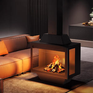 <span class=keywords><strong>Cheminée</strong></span> suspendue carrée en acier au design moderne Chauffage et décoration à haute efficacité à double usage pour le hall de l'hôtel Villa à trois vues - Product Image 5