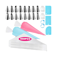 Ensemble de pochettes et embouts en plastique jetables avec 3 grattoirs à gâteaux, 2 coupleurs, 2 attaches pour sacs-Fournitures de décoration de pâtisserie simples