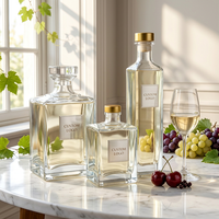 Bouteille de vin en verre transparent de haute qualité 750 ml, bouteilles vides pour spiritueux et liqueurs, logo personnalisé pour l'emballage de la tequila, du rhum et de l'alcool
