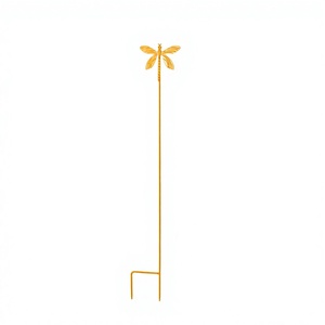 Estaca Decorativa de Metal con Forma de Libélula, Acabado Amarillo, Adorno para Jardín, Arte Decorativo para Patio y Paisajismo - Product Image 1