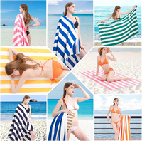 Serviette de plage en coton antimicrobien à séchage rapide de haute qualité, rayée, pour piscine, bain, voyage, douce, absorbante, séchage rapide, design personnalisé