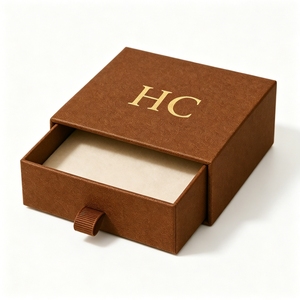 Boîte à anneaux élégante en velours avec tiroir, fournisseur, fabricant en gros, logo personnalisé, boîte à bijoux coulissante, vente directe d'usine en vrac - Product Image 4