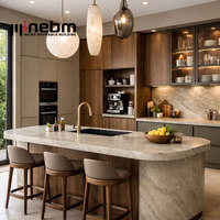 Armoires de cuisine modulaires de style moderne australien, en laque noire personnalisée, avec placage en bois de chêne