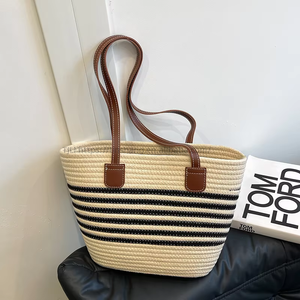 Wholesale New Style Woven Straw Shoulder <b>Bags</b> Women Handbags <b>Large</b> Capacity Women's <b>Beach</b> Tote <b>Bags</b> - Product Image 2
