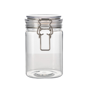 Bocaux carrés en PET de 800 ml avec couvercle à clip, scellés, pour huile de palme, spaghetti, ou bonbons gélifiés, avec couvercle en bambou et plastique - Product Image 3