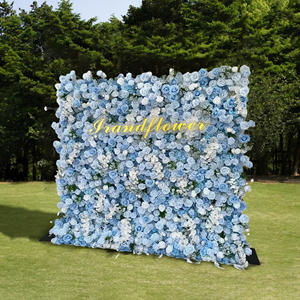 2025 Sıcak Fırsat 8*8 Feet Mavi İpek Yapay Çiçek Duvarı El Yapımı Yüksek Simülasyon Özelleştirilmiş Düğün Sevgililer Günü Noel - Product Image 2