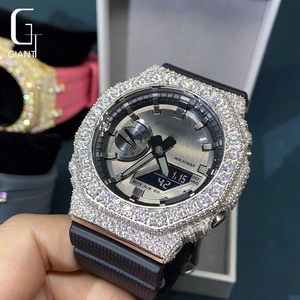 Boîtier de montre en moissanite Iced Out, <span class=keywords><strong>lunette</strong></span> DW6900, cadran diamanté, pièce de montre en argent sterling 925, moissanite VVS, passe le testeur de diamant - Product Image 4
