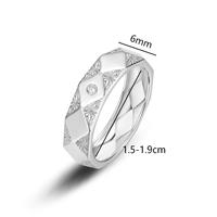 0,03 Karat Polygonaler Blumengravierter Moissanit-Ehering aus 925 Sterling Silber, GRA-Zertifiziert, Minimalistischer Vintage-Stil MR0256