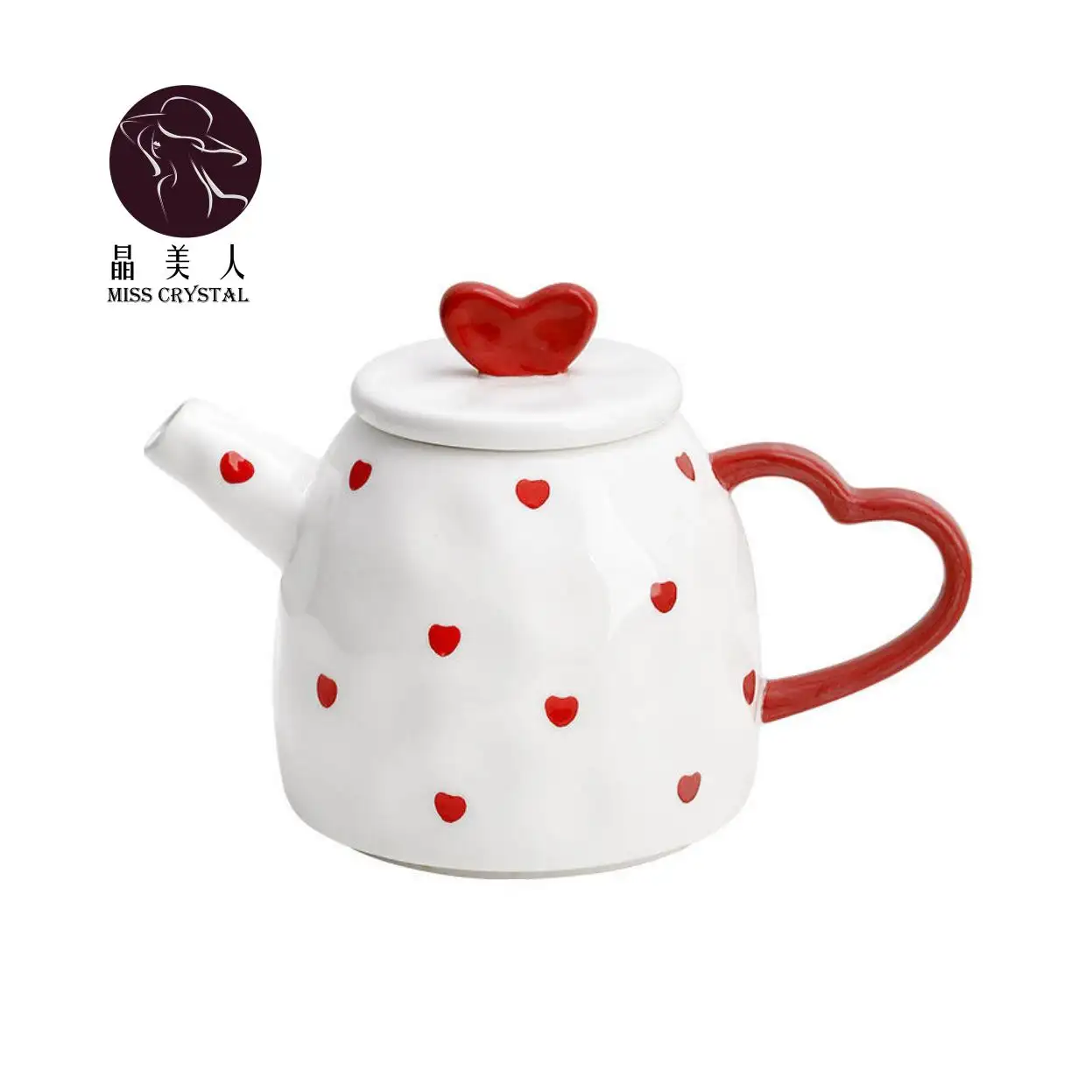 Moderno stile semplice a forma di cuore colore bianco singolo strato amore e tazza tazza in ceramica carina per la decorazione della tavola