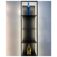 Étagères murales flottantes à 5 niveaux en alliage d'aluminium Étagère décorative en métal pour la maison Étagère murale pour armoire à vin rouge avec lumière LED