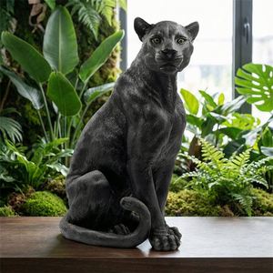 Realistic Resin Black Panther Statue for Garden Decor - Latin American Style Outdoor Ornament - Product Image 2