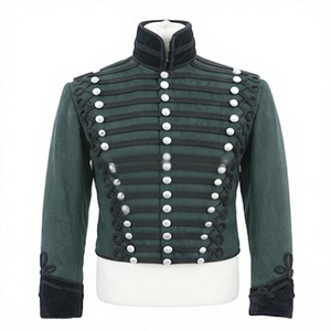 Men Vintage Custom Logo <b>Woolen</b> Quilted Jacket Stand Collar Double Breasted Stage Performance Outerwear - Product Image 1